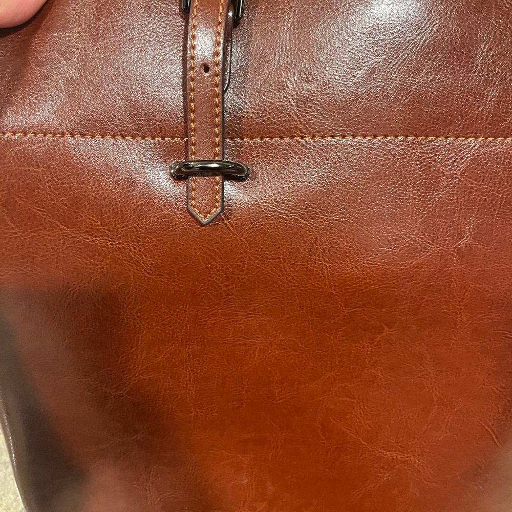 Genuine Leather Tote Bag in Brown - Women’s Everyday Shoulder Bag - Picture 3 of 12